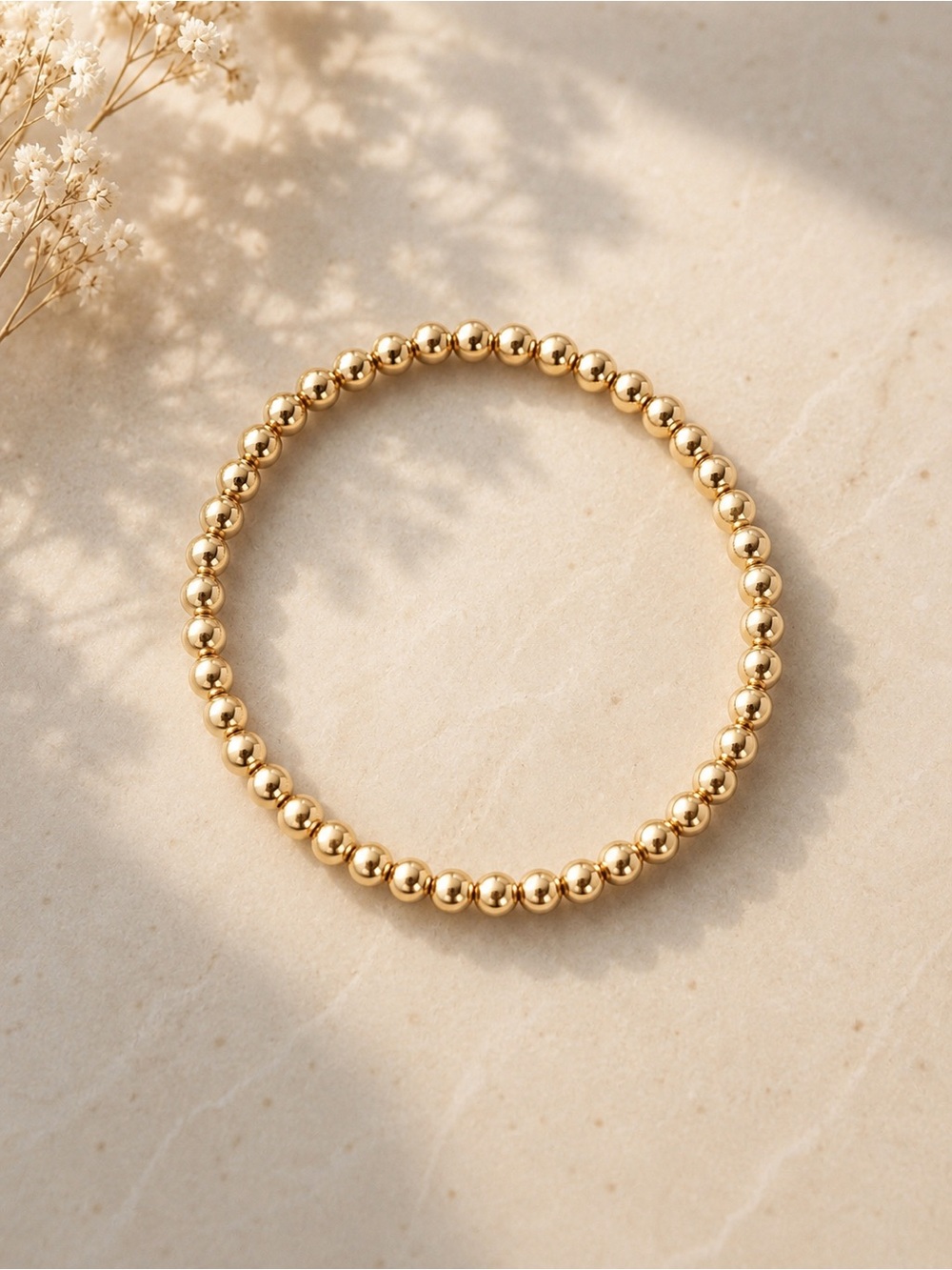 Gold Beaded Stretch Bracelet - Women's Jewelry